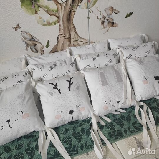 Бортики в детскую кроватку + одеяло и пододеяльник