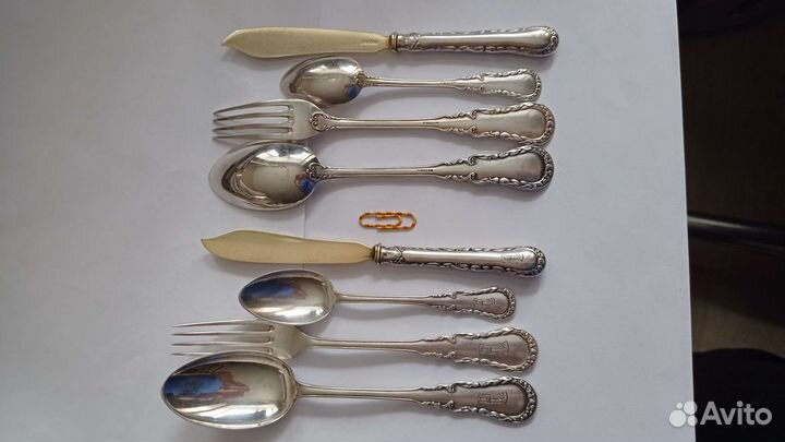 Набор столовых приборов,Серебро.19 век