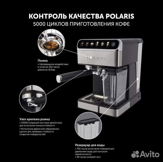 Новая Кофеварка рожковая Polaris PCM 1540
