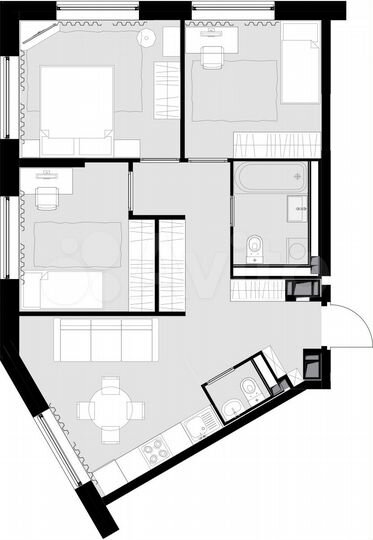 3-к. апартаменты, 61,1 м², 7/28 эт.