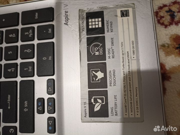 Ноутбук acer на запчасти