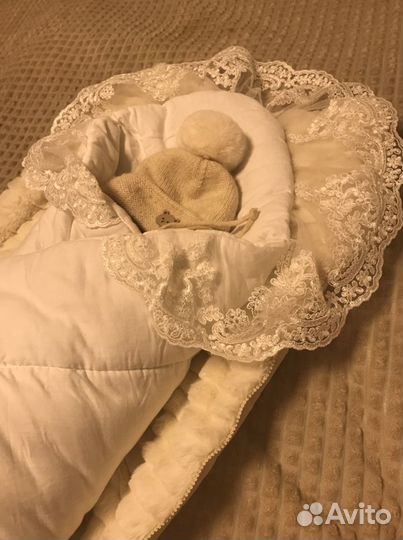 Конверт теплый с одеялом на выписку зимний