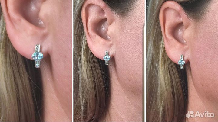 Комплект с топазами sky blue 3,3ct, 17,5 р-р s925