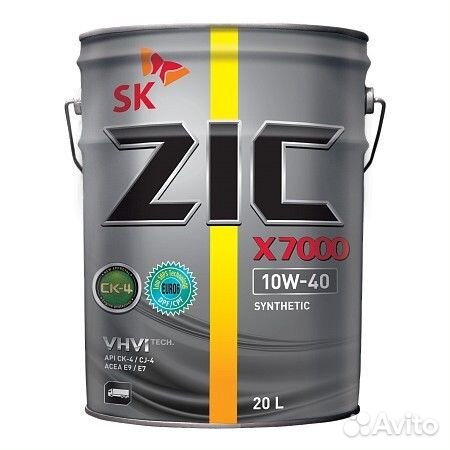 ZIC X7000 10W40 (20L) масло мот синт API CK-4