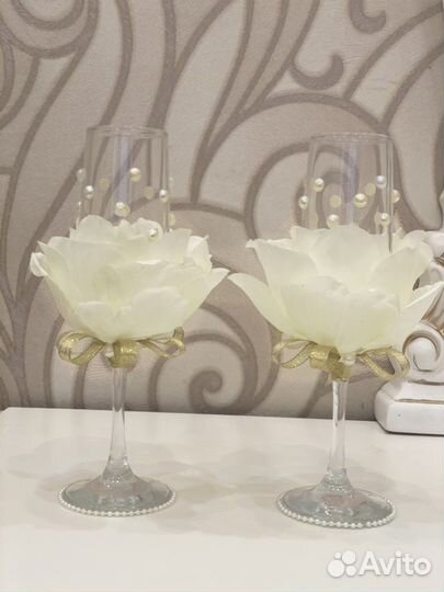 Свадебные бокалы ручной работы