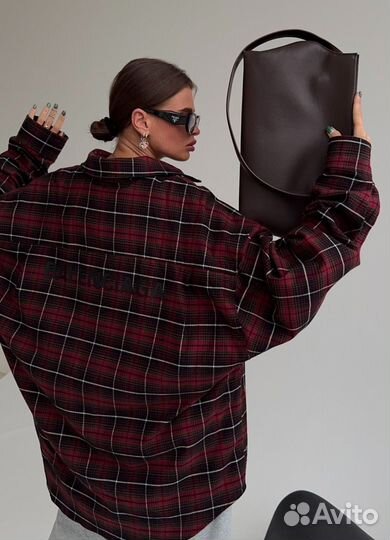 Рубашка Balenciaga в клетку бордо унисекс