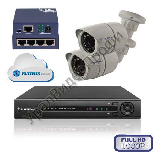 Система видеонаблюдения IP для улицы 2шт 1080Р