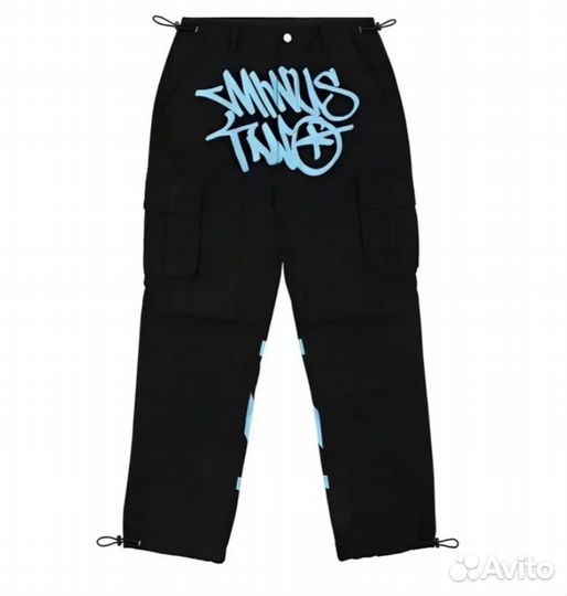 Штаны black Graff cargos (Blue logo)