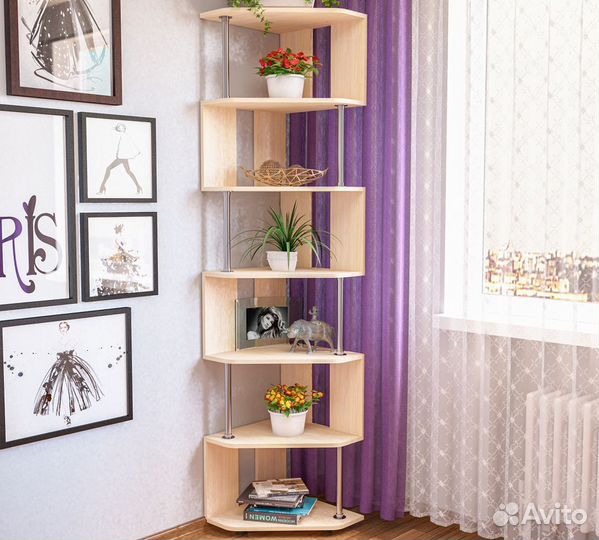 Стеллаж деревянный угловой