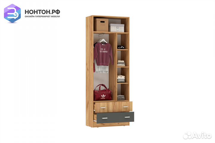 Шкаф Мартина 2-дверный графит / дуб крафт