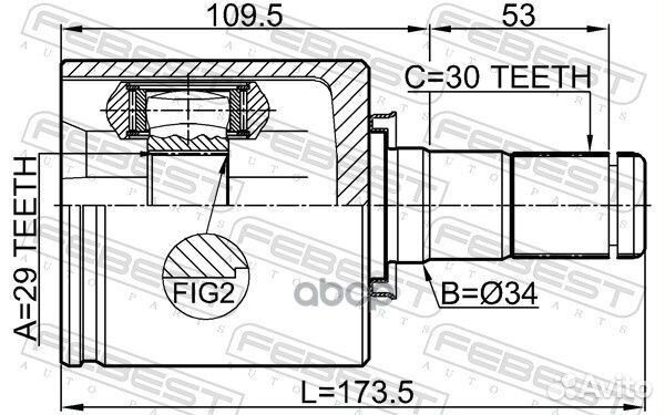 Шрус внутренний левый 29x34x30 0211-T31LH Febest