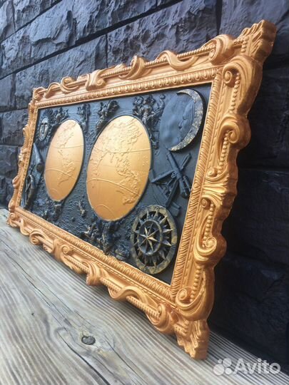 Барельеф картина Карта мира