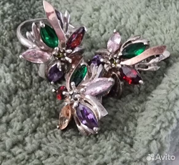 Серебряные серьги и кольцо 925