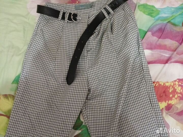 Брюки штаны клеш в клетку