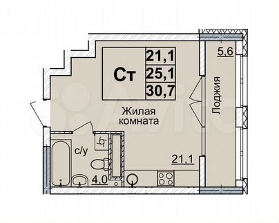 Квартира-студия, 30 м², 17/20 эт.