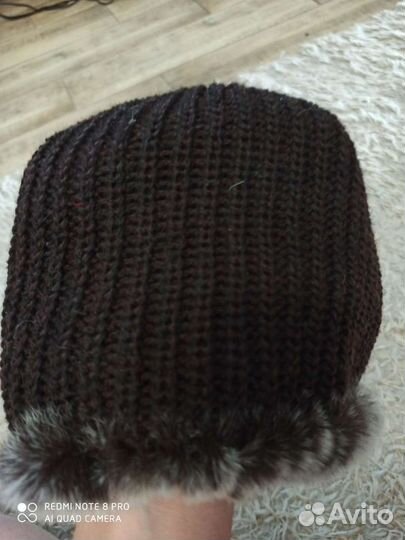 Шапка кролик вязаный