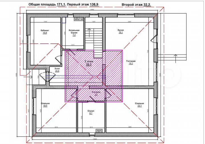 Коттедж 171 м² на участке 8,5 сот.