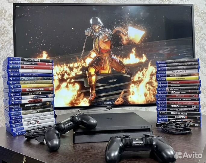 Sony PS4 Slim 1TB с топовыми играми 2 геймпада