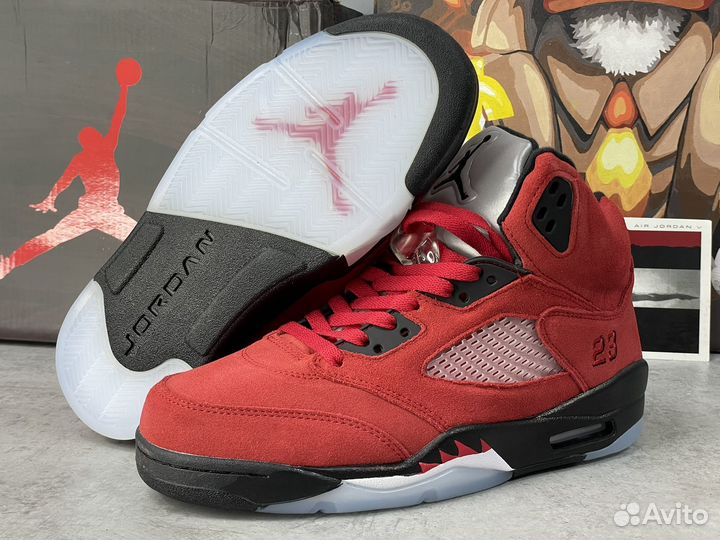 Кроссовки Nike Air Jordan 5 красные Оригинал