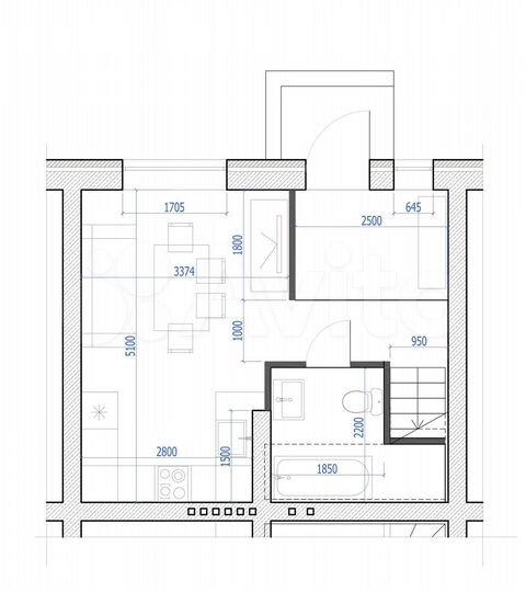 2-к. квартира, 55 м², 2/2 эт.