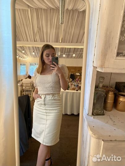 Джинсовая юбка миди