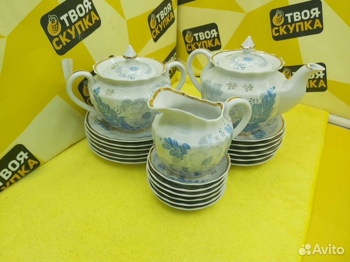 М.18069 Сервиз чайный Голубой цветок Вербилки СССР