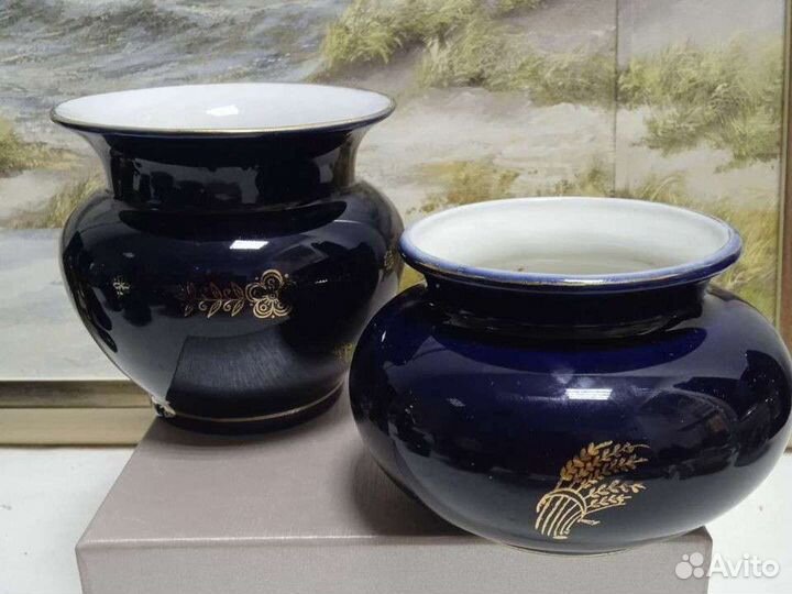 Вазочки кобальт фарфор СССР дерево Вьетнам