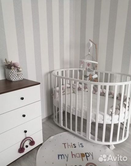 Кроватка овальная, круглая трансформер