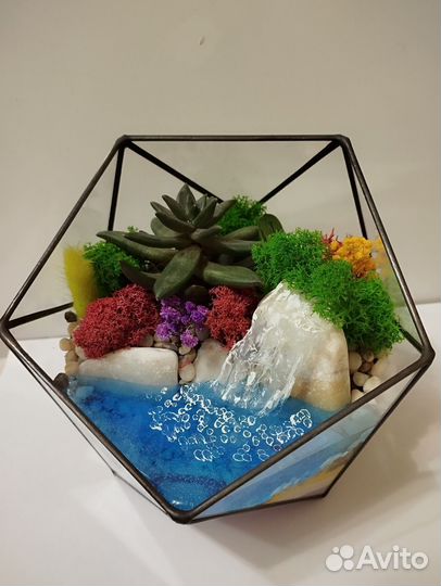 Флорариум с водоёмом и водопадом