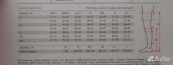 Чулки компрессионные 1 класс