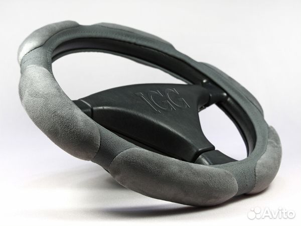 Оплетка для руля спонж 6 подушек M(37-38см) серый