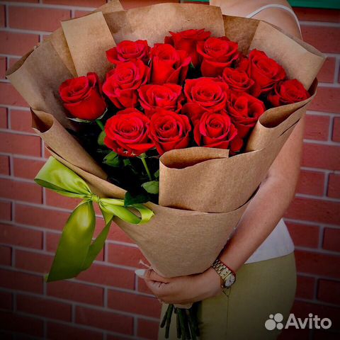 Букет Розы 15 шт крафте 70 см exploer