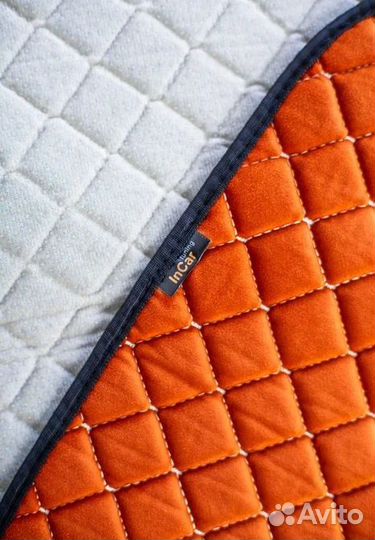 Накидка на сиденье Квадрат, Ромб, велюр оранжев