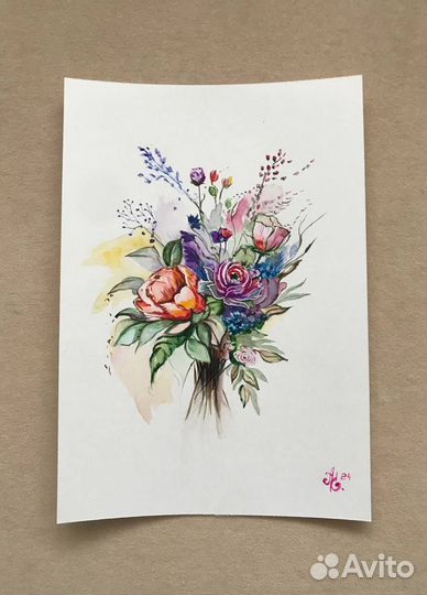 Цветы акварель