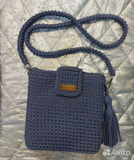 Cумка вязаная из шнура цвет какао