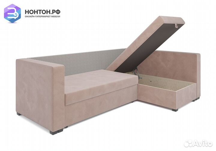 Угловой диван дельфин Мансберг микровелюр бежевый