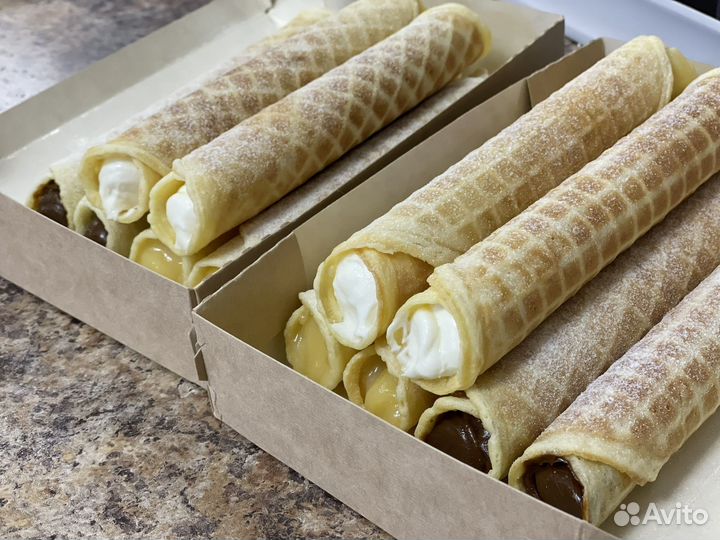 Вафельные трубочки со сгущенкой, крем-чиз