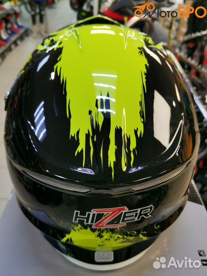 Шлем мото кроссовый hizer B6195 black/yellow