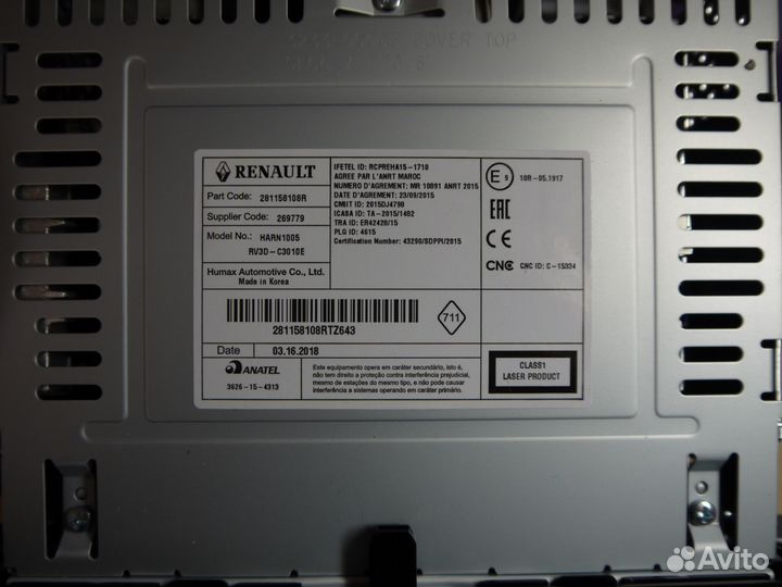 Штатная магнитола от Renault Duster-Nissan Terrano