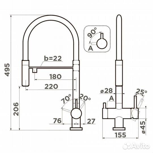 Смеситель для кухни Grocenberg GB4095BL