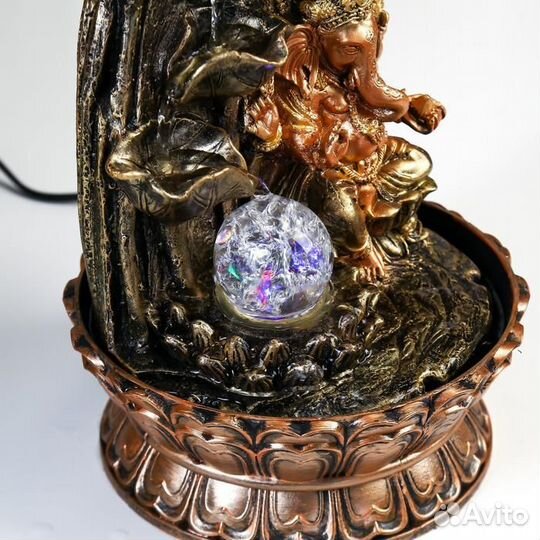 Фонтан настольный от сети, подсветка 'Ганеша у ска