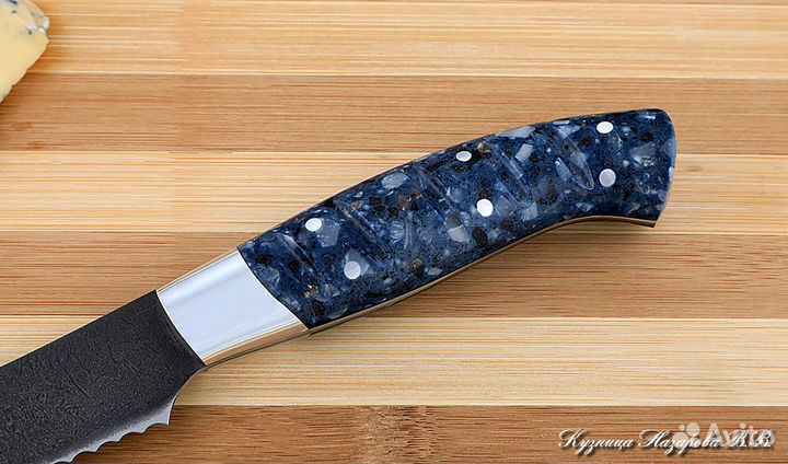 Кухонный нож Шеф № 4 Х12мф рукоять акрил синий
