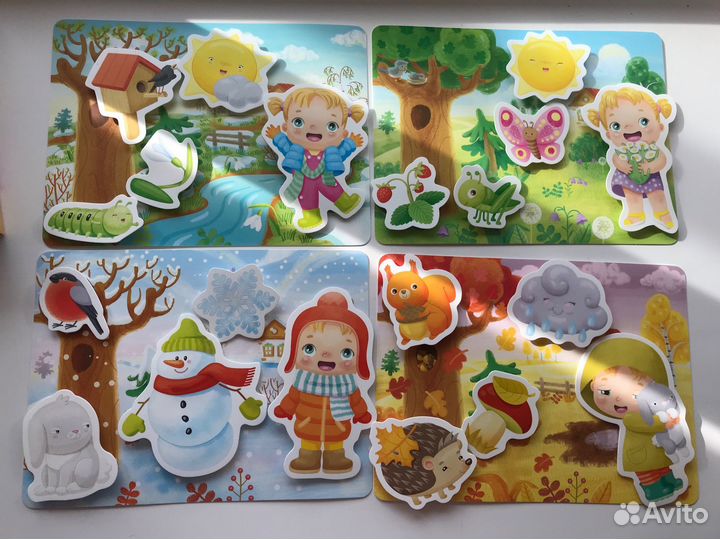 Равивающая игра времена года Пластик на липучках