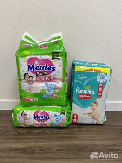 Подгузники-трусики merries pampers