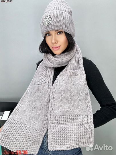 Шапка на флисе и шарф