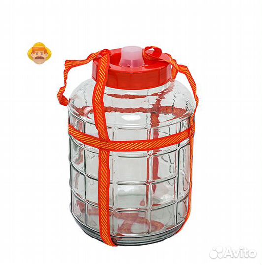 Стеклянная банка для брожения с гидрозатвором, 18л