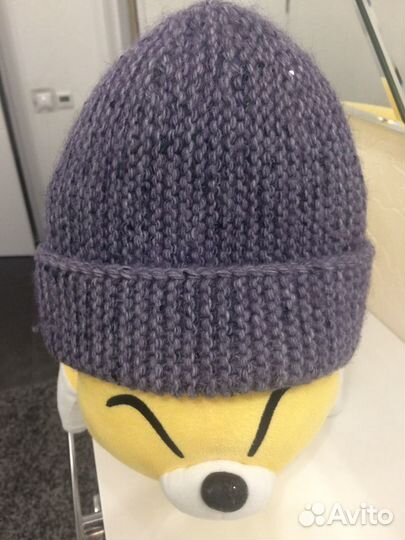 Шапочка вязанная с отворотом