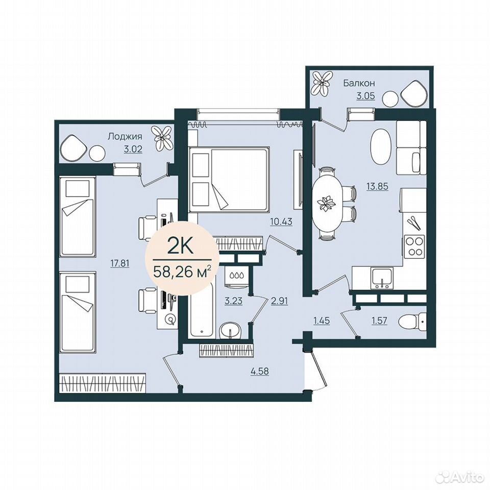 2-к. квартира, 58,3 м², 10/12 эт., Херсон