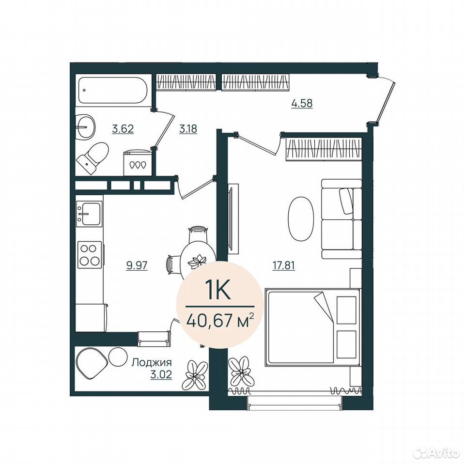 1-к. квартира, 40,7 м², 6/12 эт., Херсон