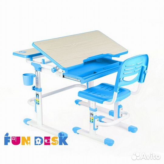 Растущая парта и стул lavoro голубой/розовый/зелен